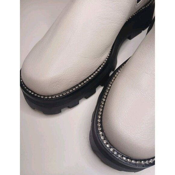 Karl Lagerfeld Sz 10 Paris Mayde Chunky Chelsea Boots Lug Sole With Rhinestones - Picture 5 of 16